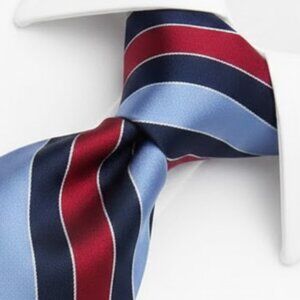 Nautica Silk Tie Vintage Striped Red Blue Repp Regimental